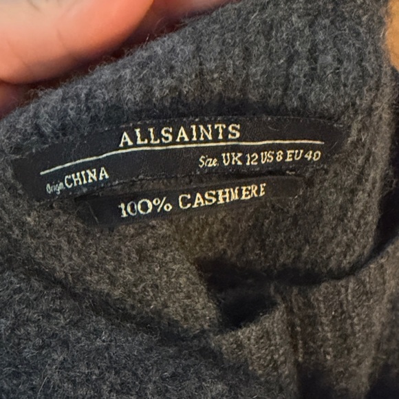 AllSaints Char Boyfriend Cashmere Sweater Gray US 8 - Picture 4 of 6